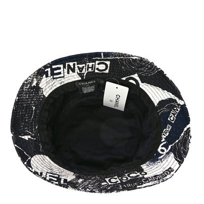 Chanel Cotton Coco Print Bucket Hat L Navy Black White 5 of 8