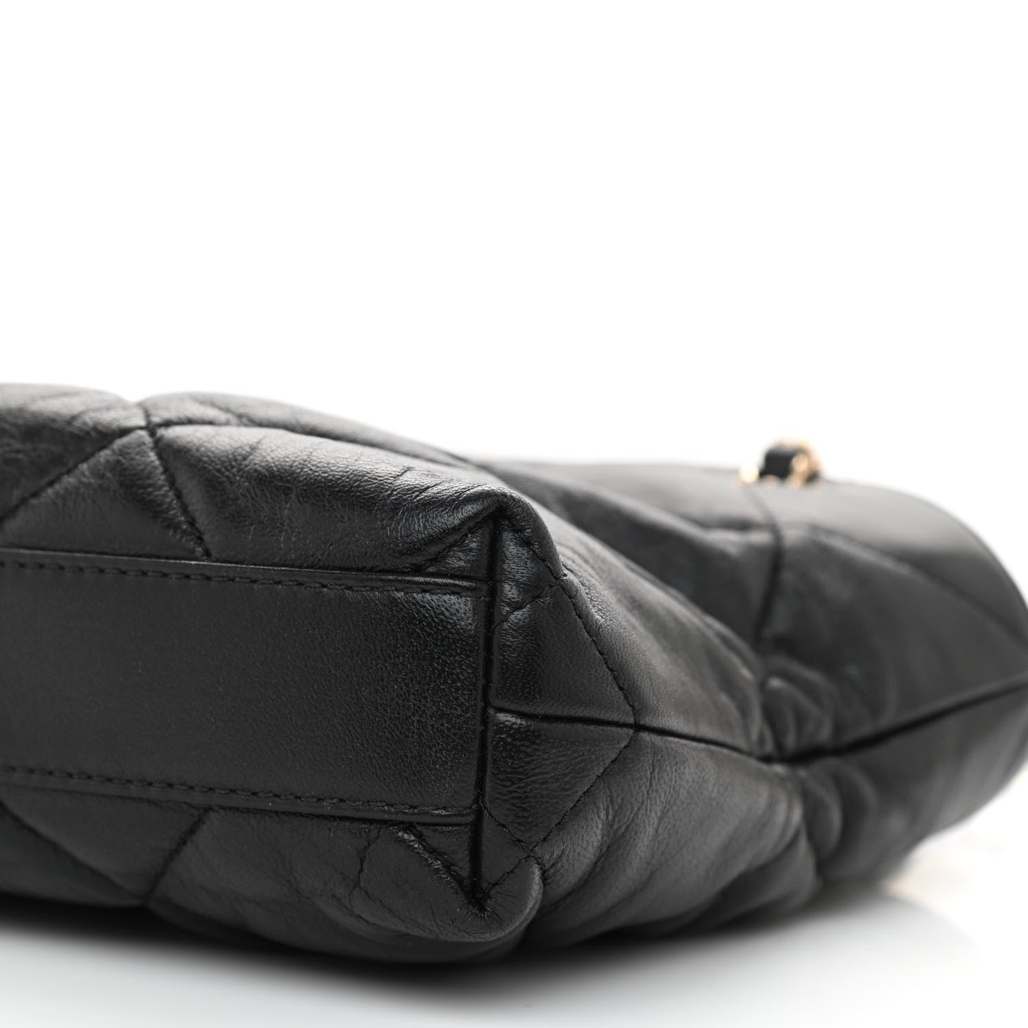 Chanel Lambskin Quilted Small Drawstring Shopping Bag Black 10 of 11