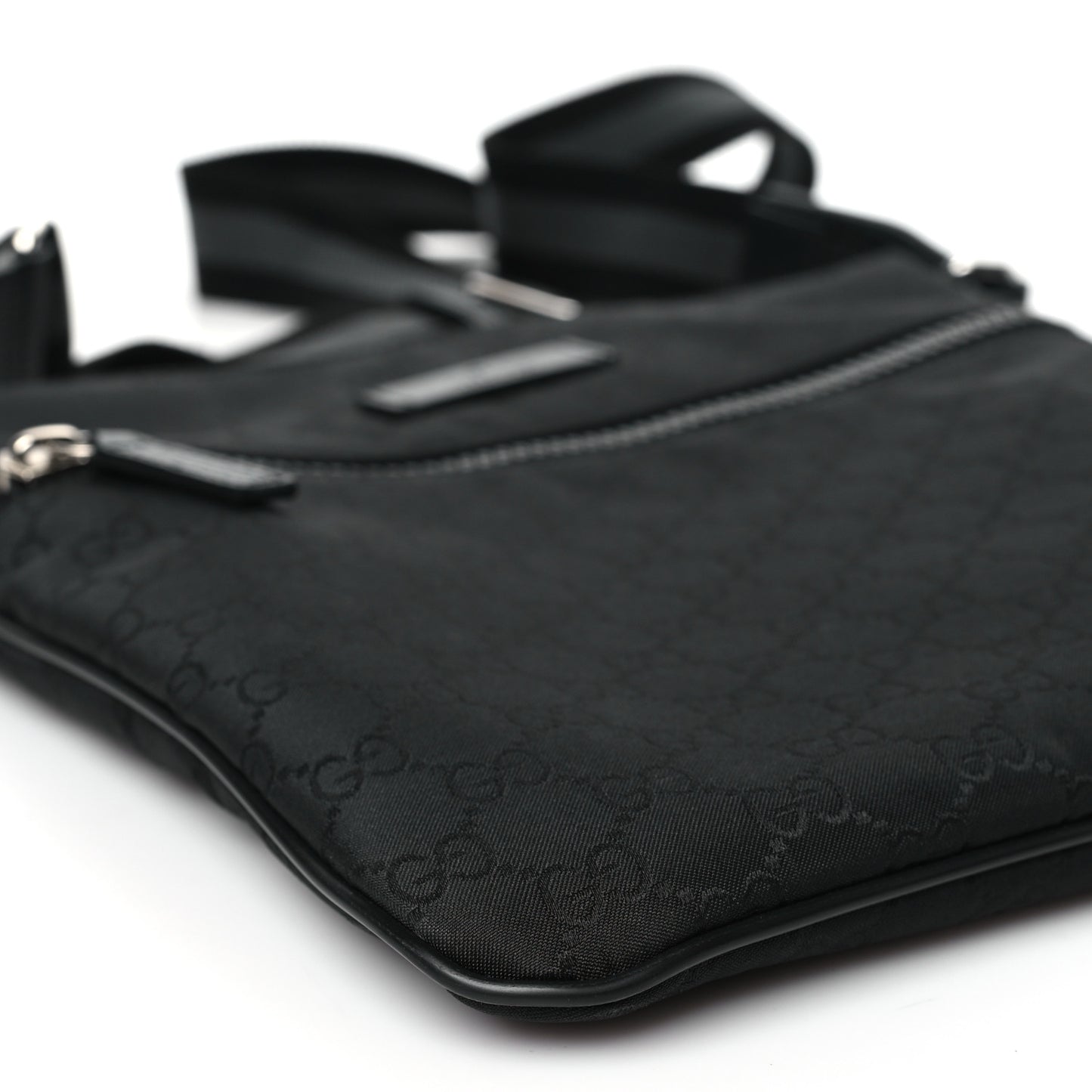 Nylon Monogram Small Flat Messenger Bag Black