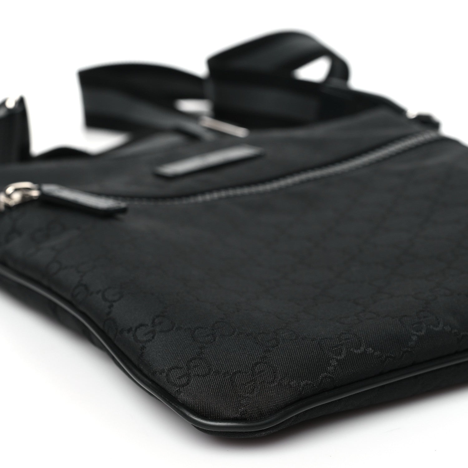Gucci Nylon Monogram Small Flat Messenger Bag Black 9 of 10