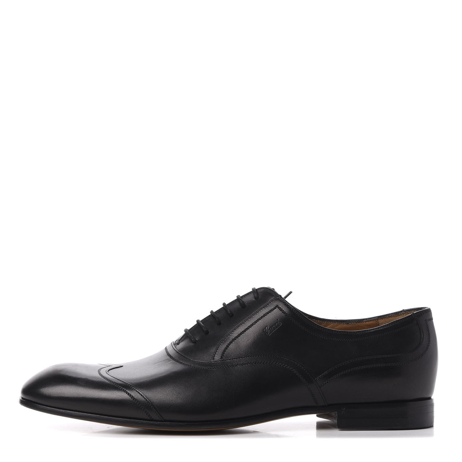 Gucci Calfskin Mens Wingtip Oxford Loafers 9 Black 1 of 11