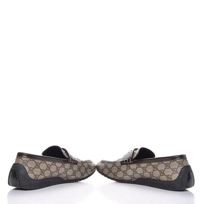 Gucci GG Plus Monogram Calfskin Mens Loafers 9.5 Beige Ebony Brown 5 of 12