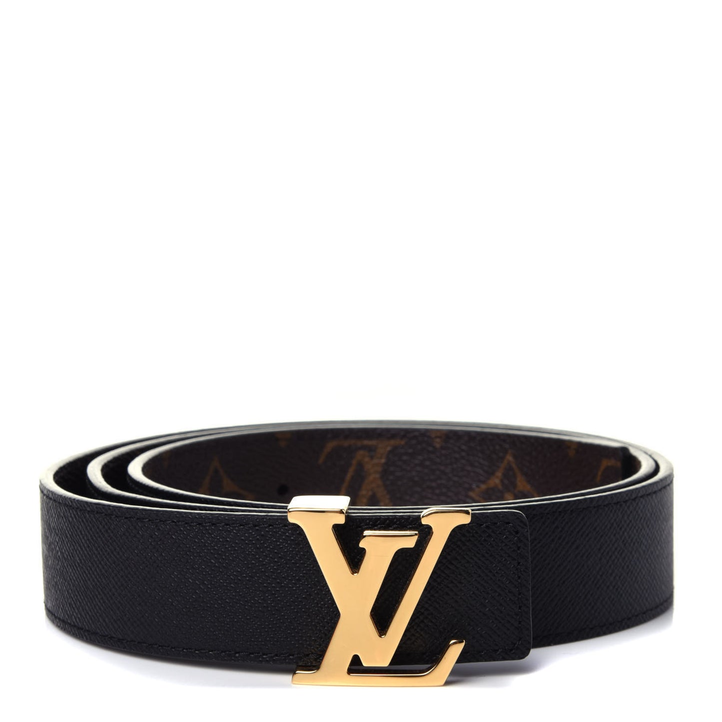 Calfskin Monogram 30mm LV Initiales Reversible Belt 90 36 Black