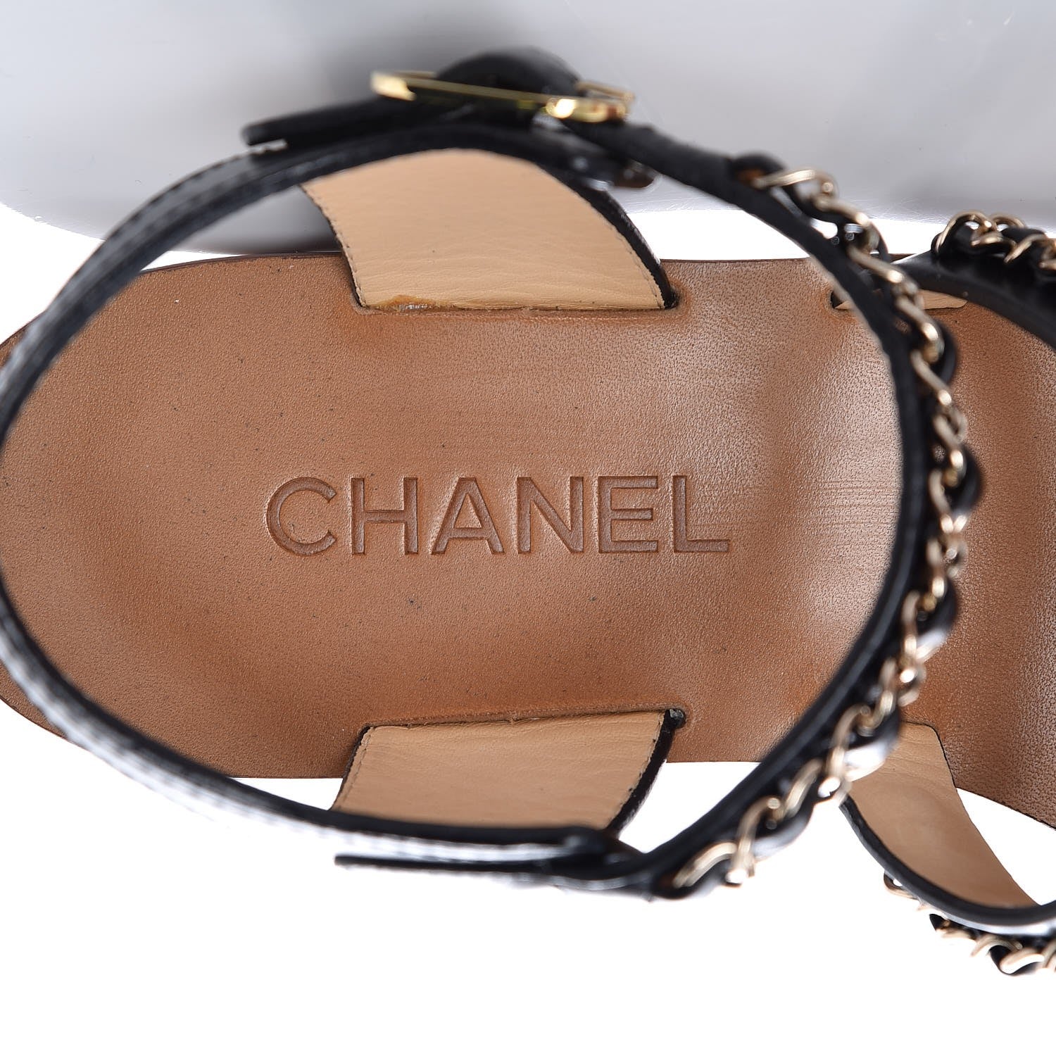 Chanel Calfskin Fantasy Chain Flat Sandals 40 Black 5 of 8