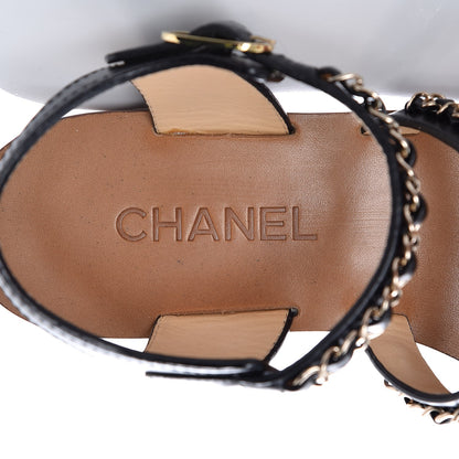 Chanel Calfskin Fantasy Chain Flat Sandals 40 Black 5 of 8