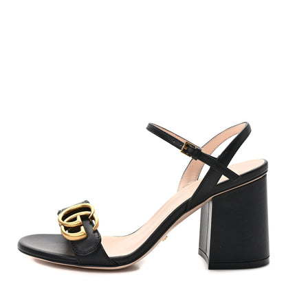 Gucci Lifford Calfskin GG Marmont Ankle Wrap 75mm Sandals 35 Black 1 of 8