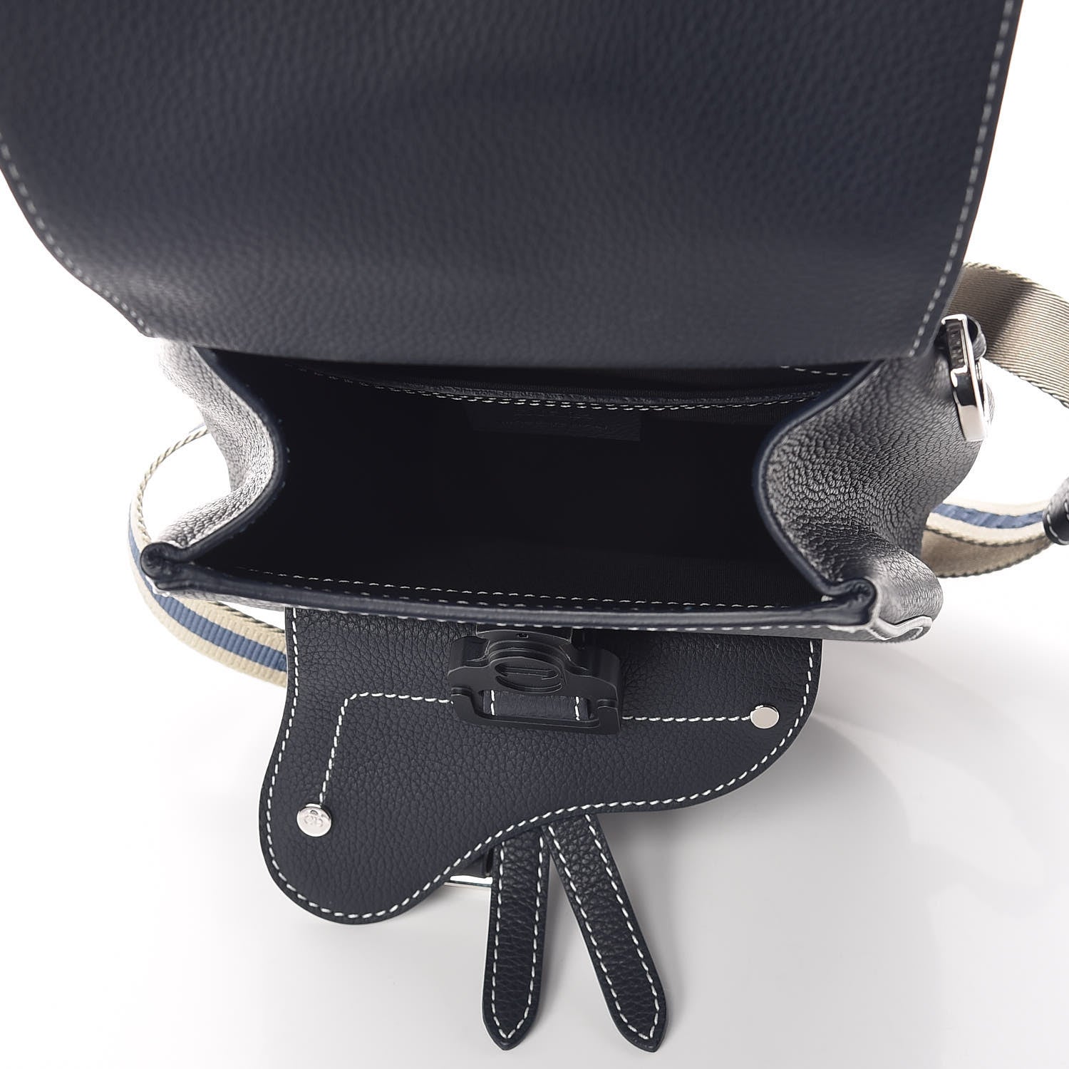 Christian Dior Grained Calfskin Saddle Backpack Navy Blue 6 of 8