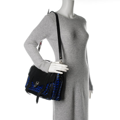 Proenza Schouler Calfskin Triangle Print Medium PS1 Satchel Black Blue 2 of 8