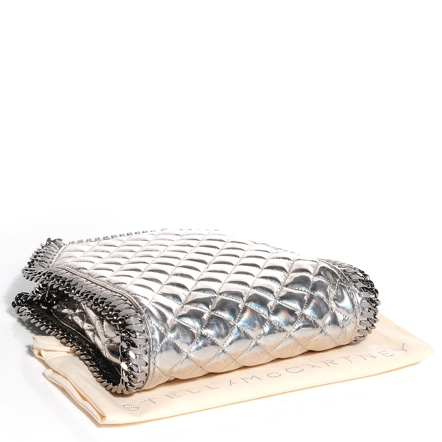 Faux Leather Falabella Quilted Metallic Tiny Tote Bag
