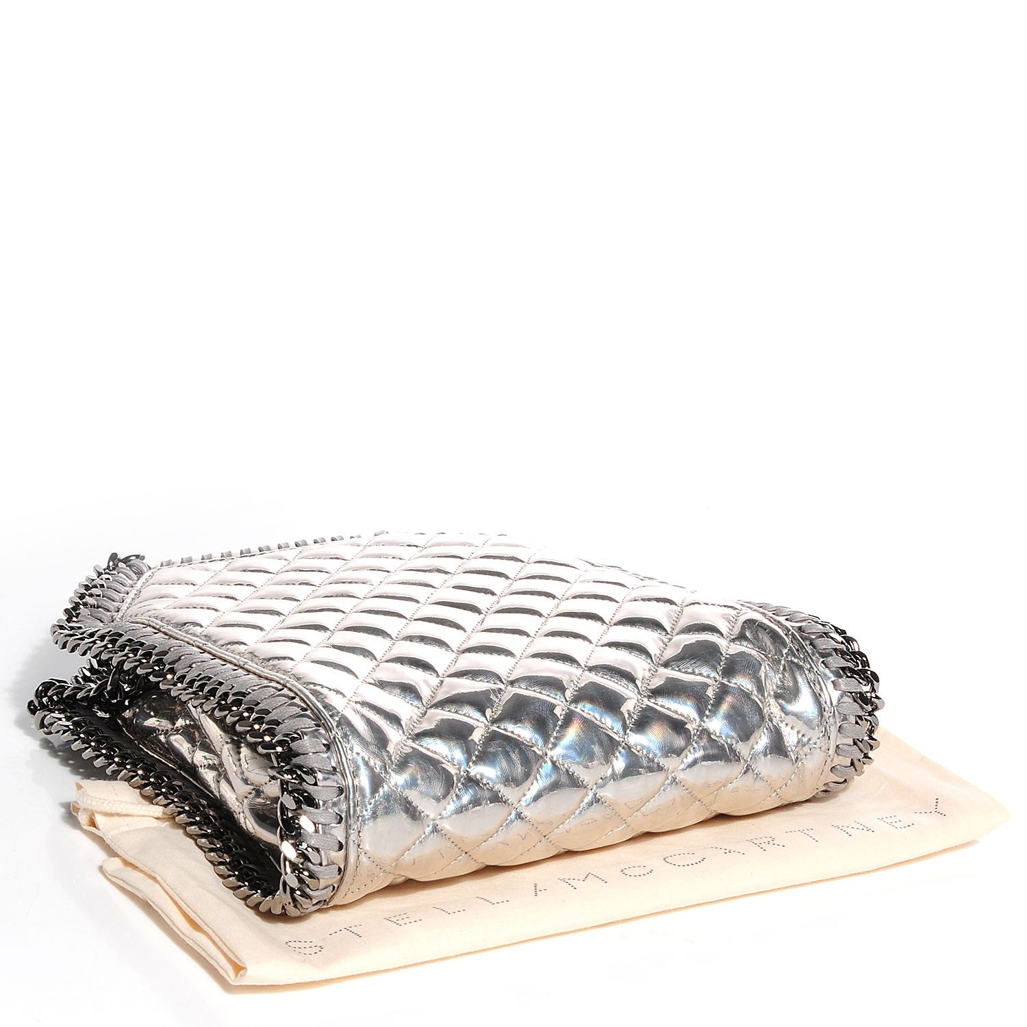Stella McCartney Faux Leather Falabella Quilted Metallic Tiny Tote Bag 3 of 8