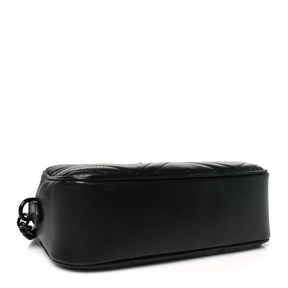 Gucci Calfskin Matelasse Monochrome Small GG Marmont Chain Shoulder Bag Black 4 of 11