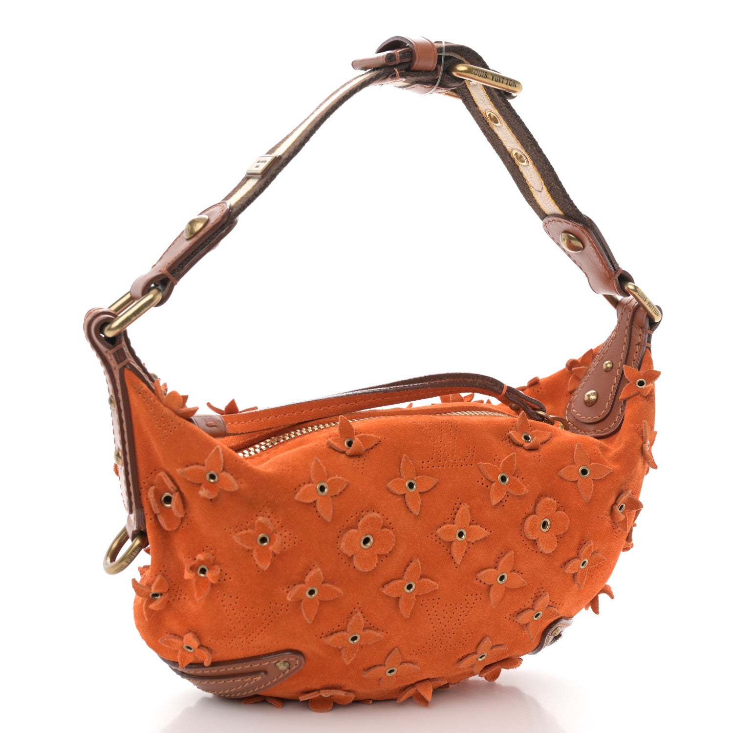 Louis Vuitton Suede Mahina Fleurs Onatah PM Orange 1848068