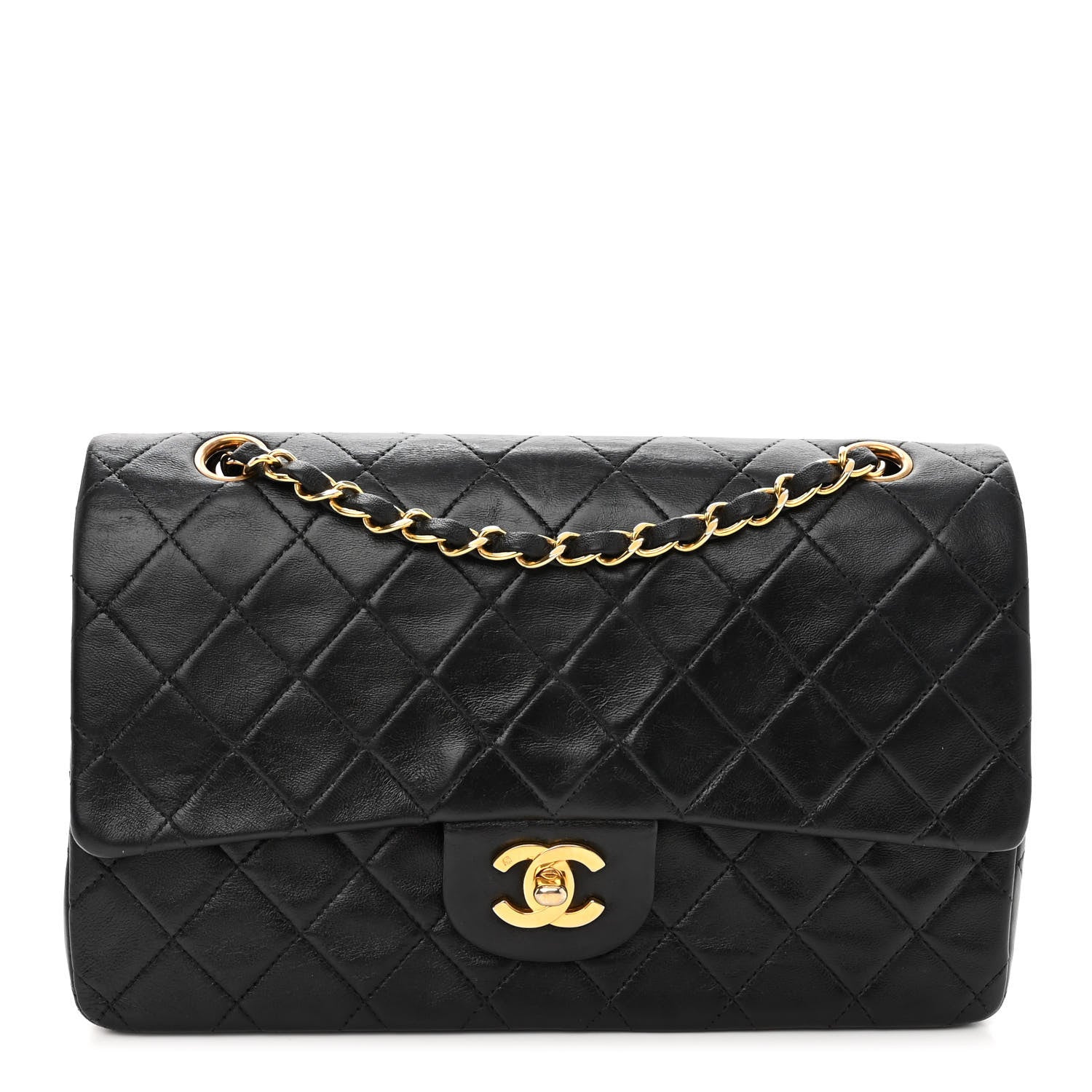 Chanel Lambskin Quilted Medium Double Flap Black 1 of 9