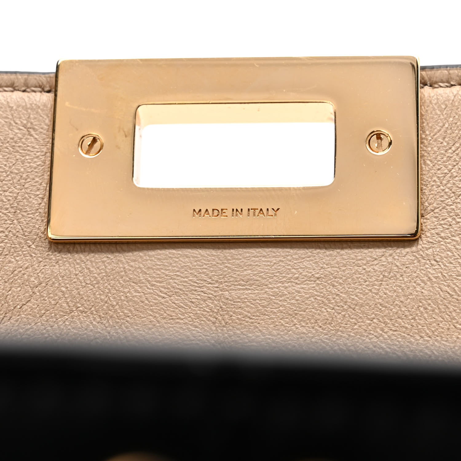Fendi Vitello Seta Glazed Fabric FF 1974 Medium Peekaboo X-Lite Black Mogano Panna 7 of 10