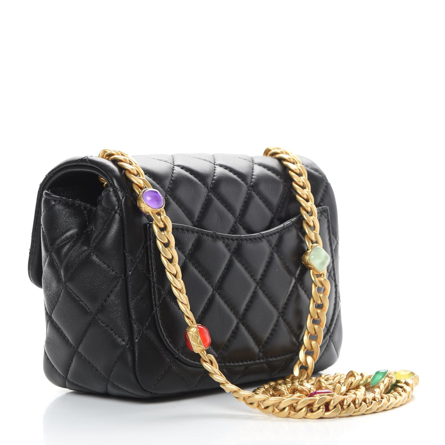 Lambskin Resin Quilted Mini Pearl Samba Square Flap Black