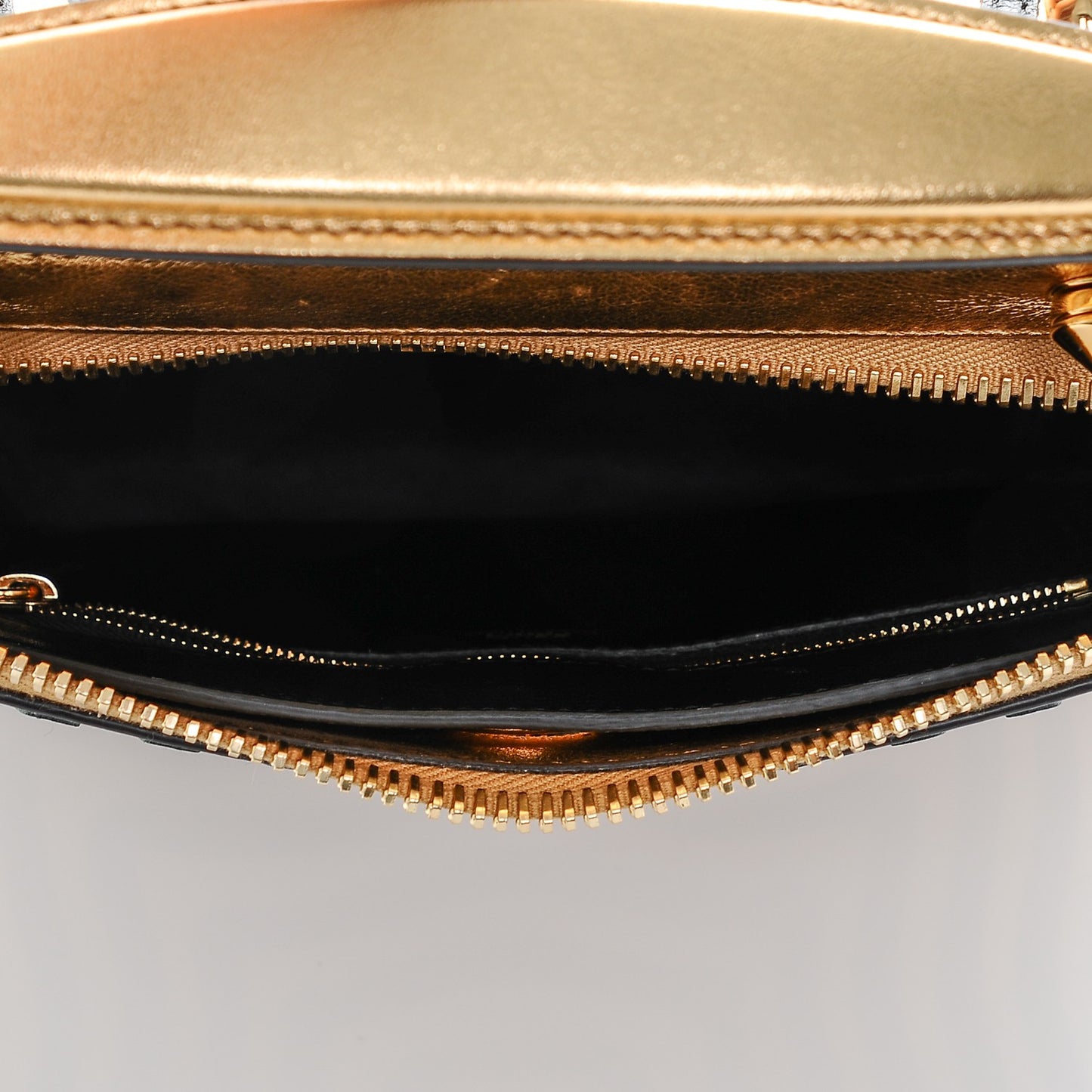 Lambskin Waves Small DotCom Click Chain Satchel Gold Black