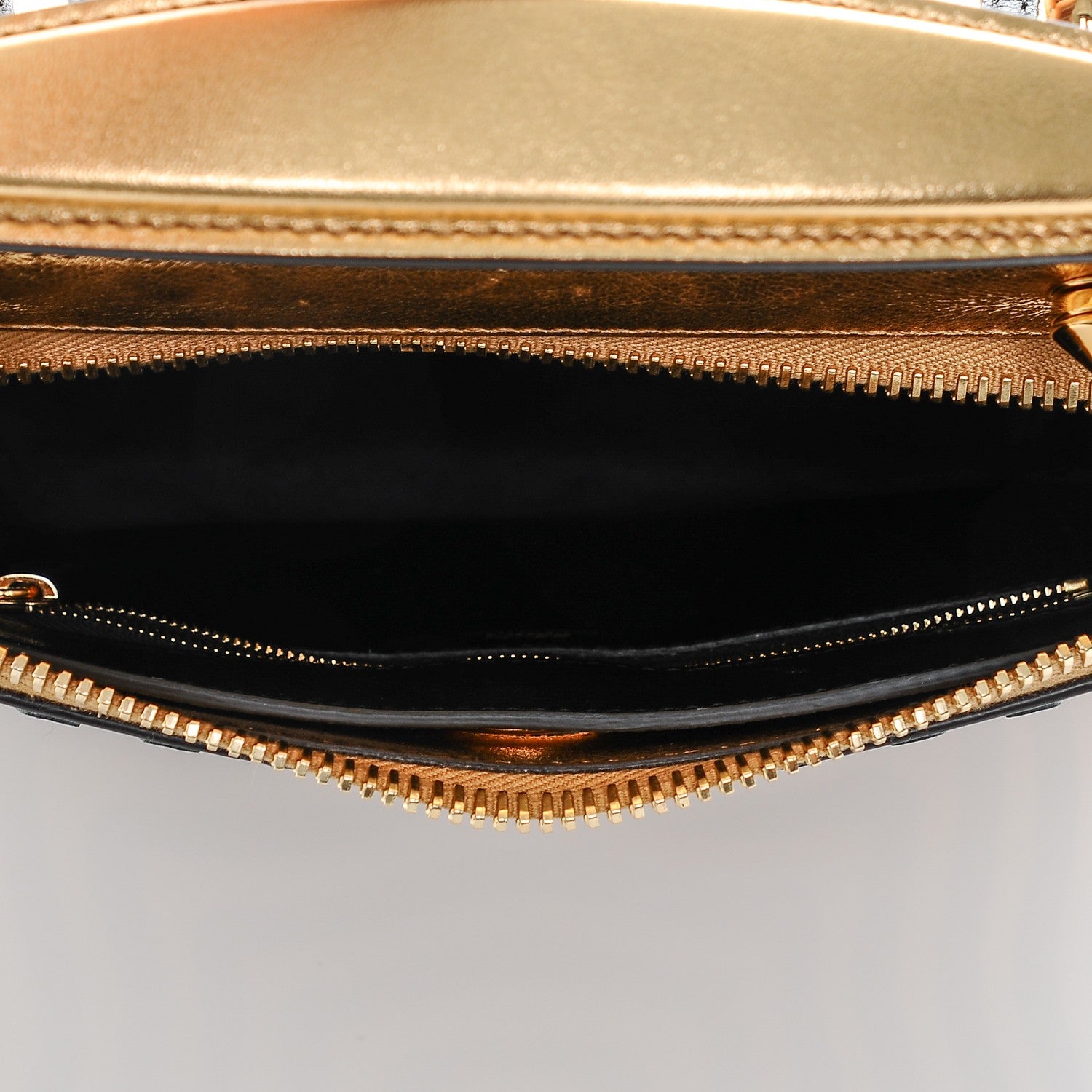 Fendi Lambskin Waves Small DotCom Click Chain Satchel Gold Black 5 of 6