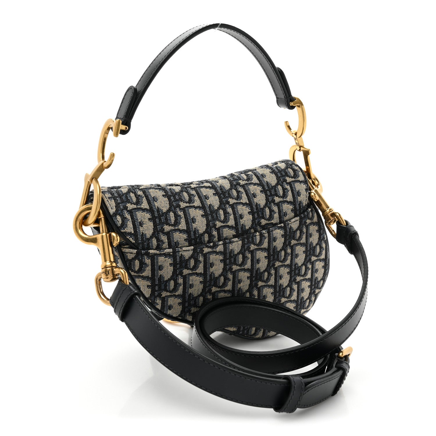 Christian Dior Oblique Mini Saddle Bag With Strap Blue 3 of 9