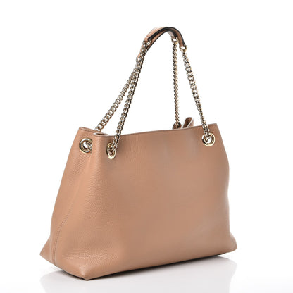 Gucci Pebbled Calfskin Medium Soho Chain Shoulder Bag Rose Beige 3 of 9