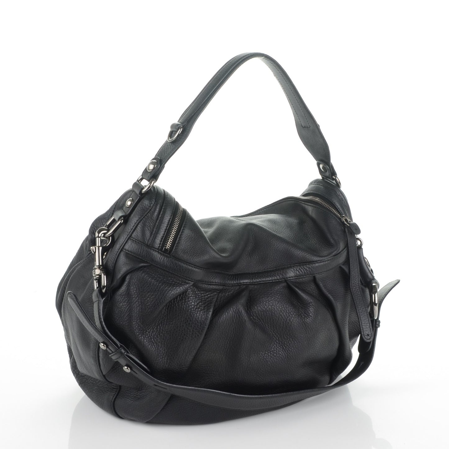 Pebbled Calfskin Icon Bit Shoulder Bag Black