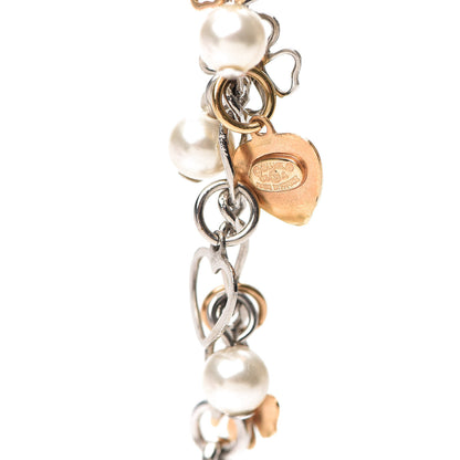 Chanel Pearl CC Charm Chain Drop Earrings Silver Gold 3 of 4