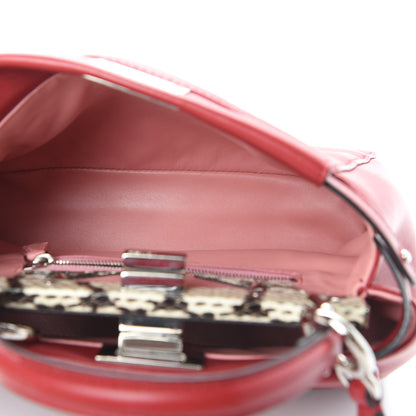 Fendi Nappa Elaphe Monster Eyes Mini Peekaboo Iconic Satchel Ruby Bois de Rose Natural 6 of 18