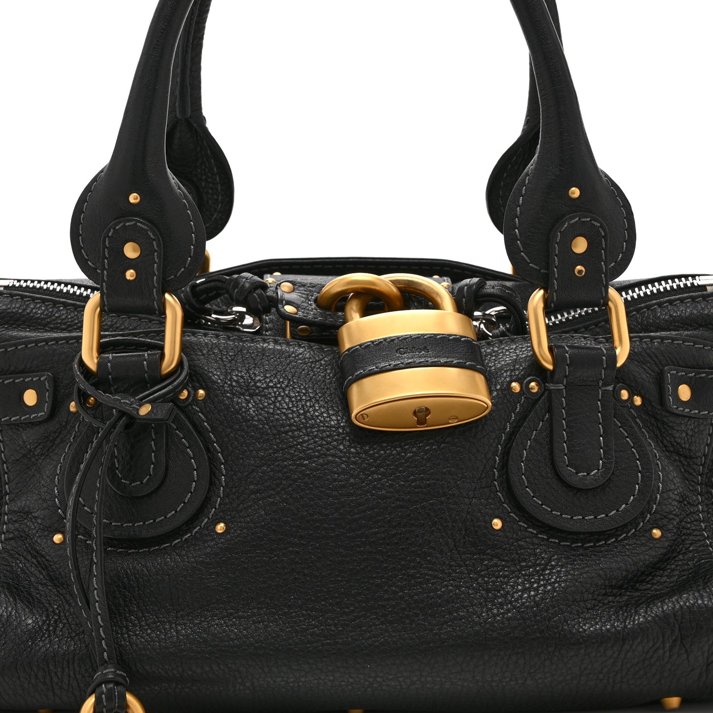 Calfskin Medium Paddington Satchel Black
