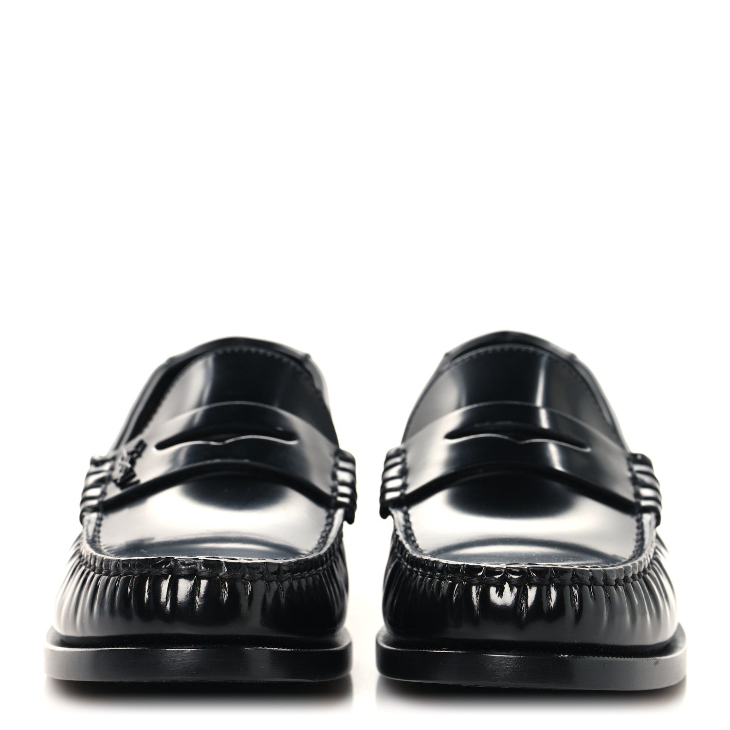 Saint Laurent Glazed Calfskin Le Loafer 15 Penny Slippers 40 Black 3 of 10