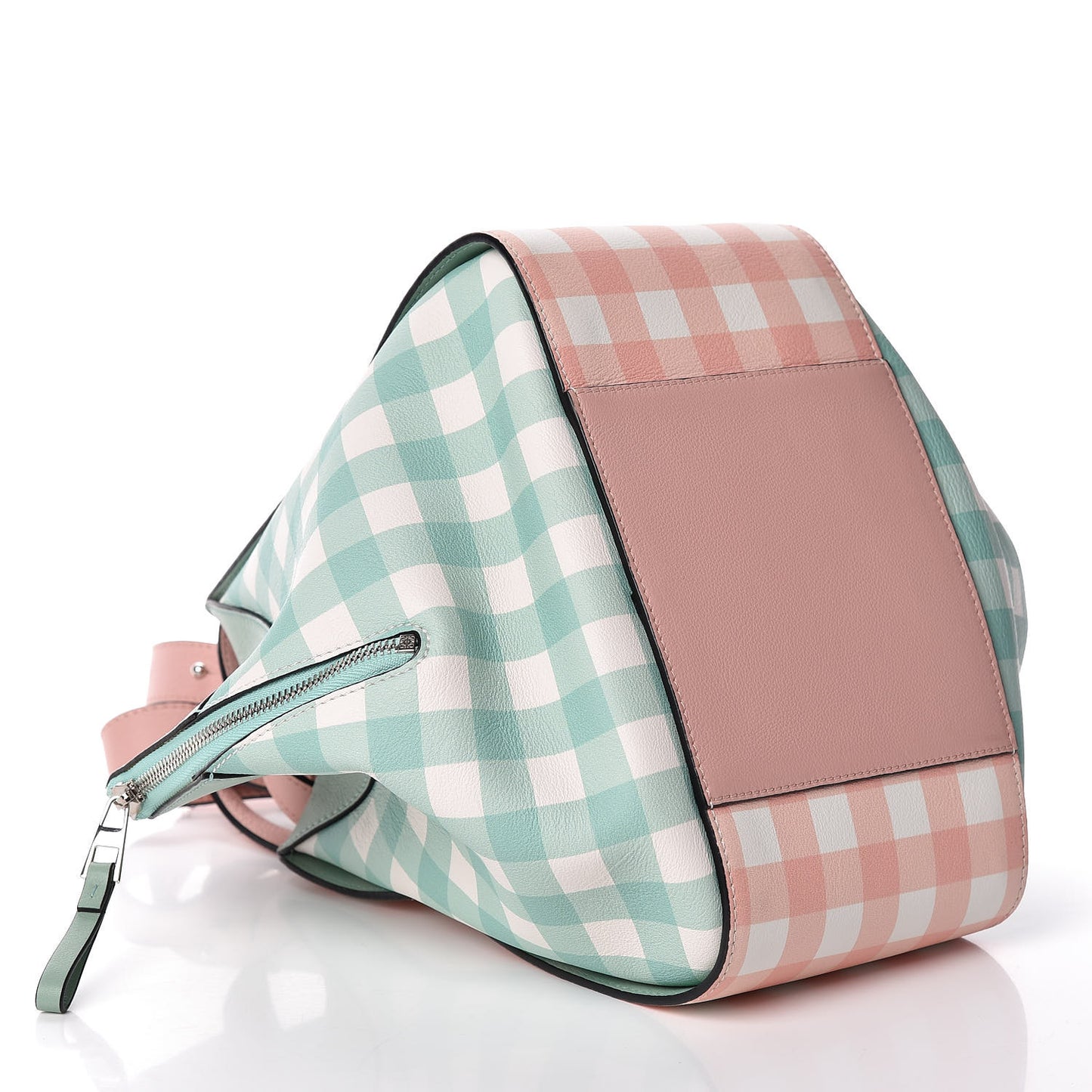 Calfskin Gingham Small Hammock Shoulder Bag Pink Green