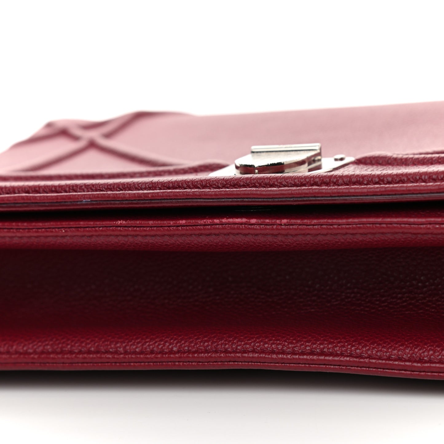 Grained Calfskin Large Diorama Flap Bag Burgundy