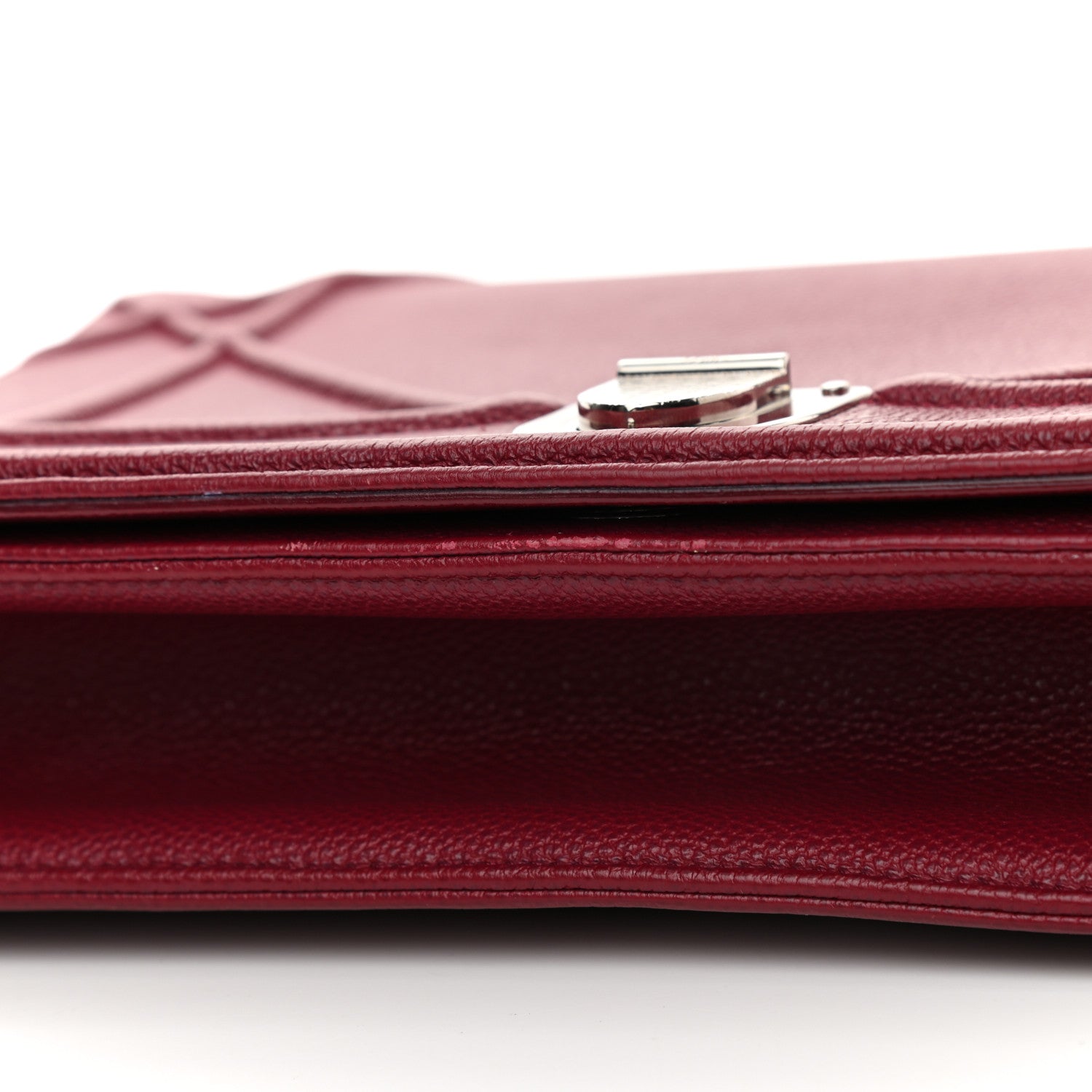 Christian Dior Grained Calfskin Large Diorama Flap Bag Burgundy 11 of 11