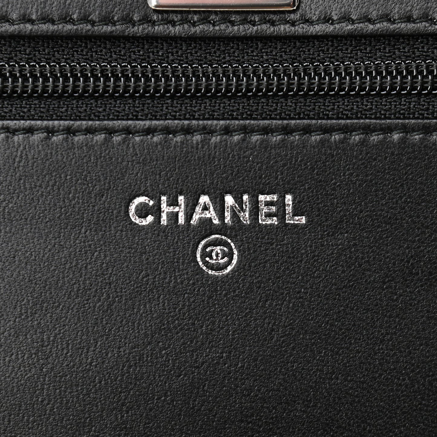 Lambskin Quilted Trendy CC Wallet On Chain WOC Black