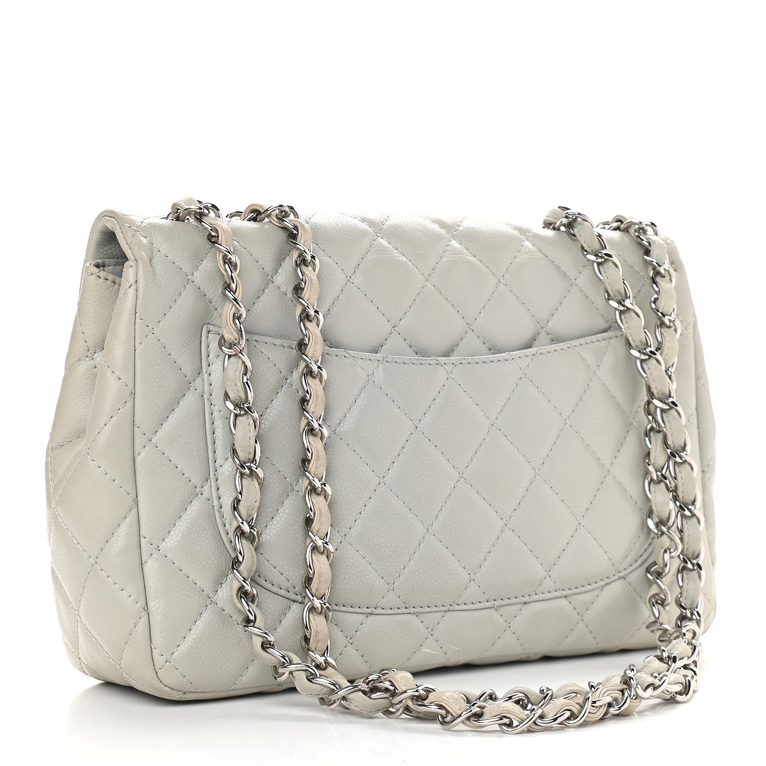 Chanel Caviar Quilted Jumbo Single Flap Grey 2 of 9
