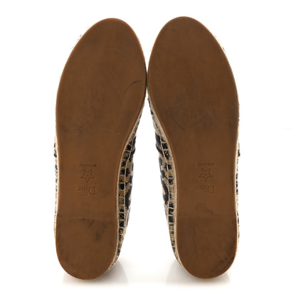 Christian Dior Cotton Embroidered Leopard Print Granville Espadrille 37 Natural 6 of 10