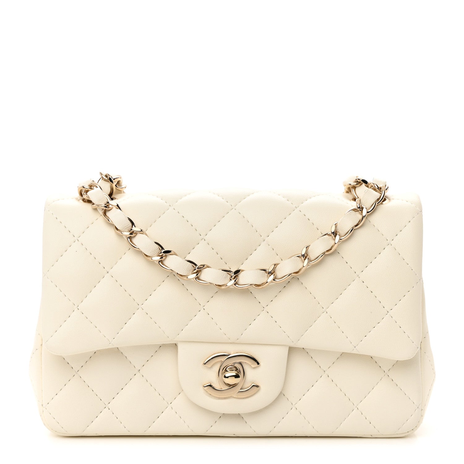 Chanel Lambskin Quilted Mini Rectangular Flap White 1 of 14