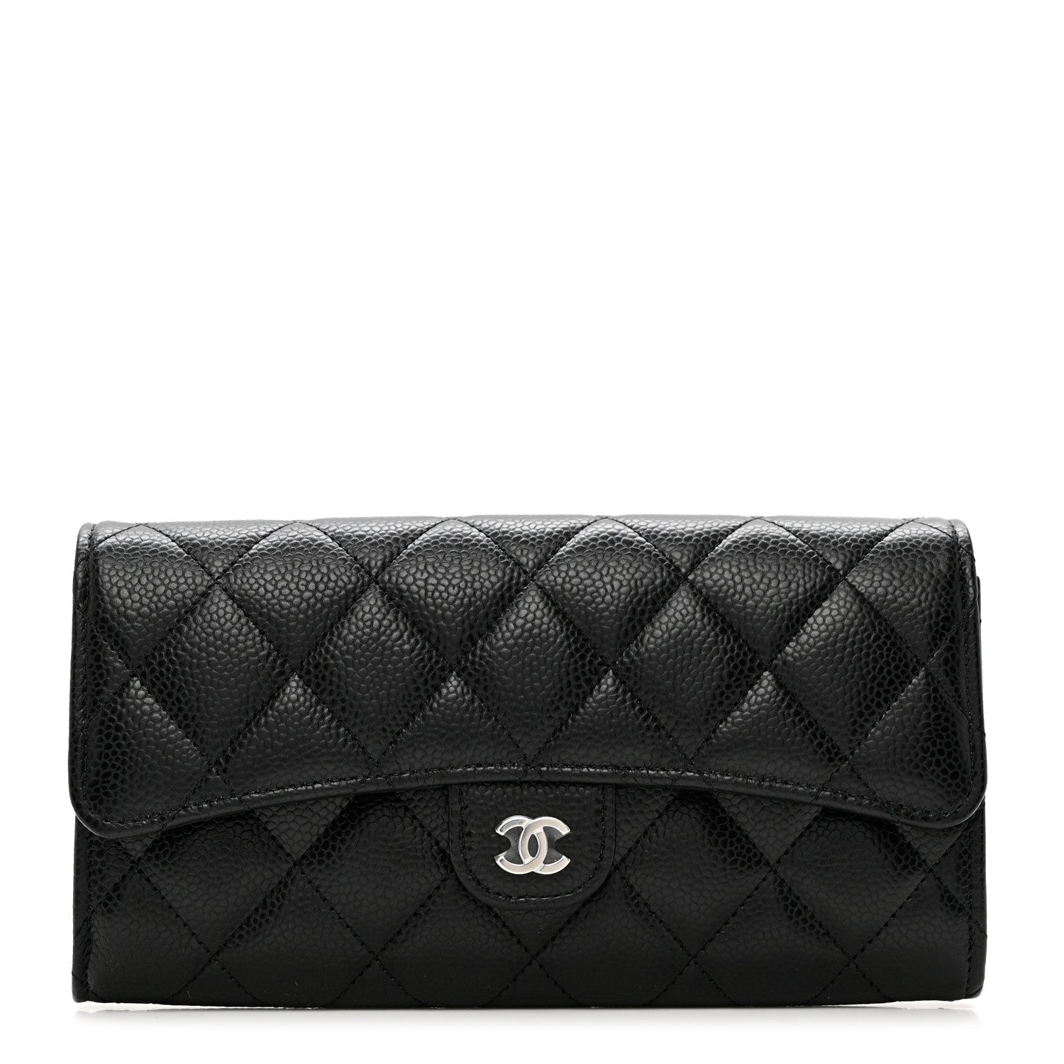 Chanel Caviar Quilted Large Gusset Flap Wallet Black 1 of 7