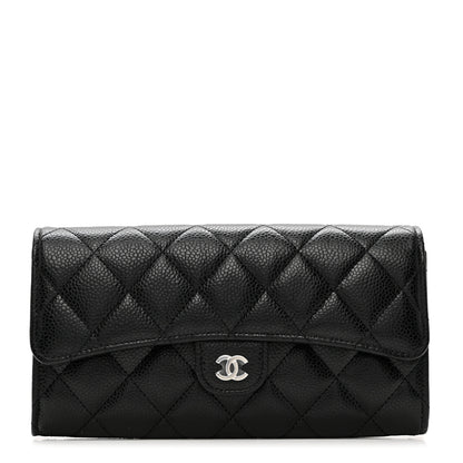 Chanel Caviar Quilted Large Gusset Flap Wallet Black 1 of 7