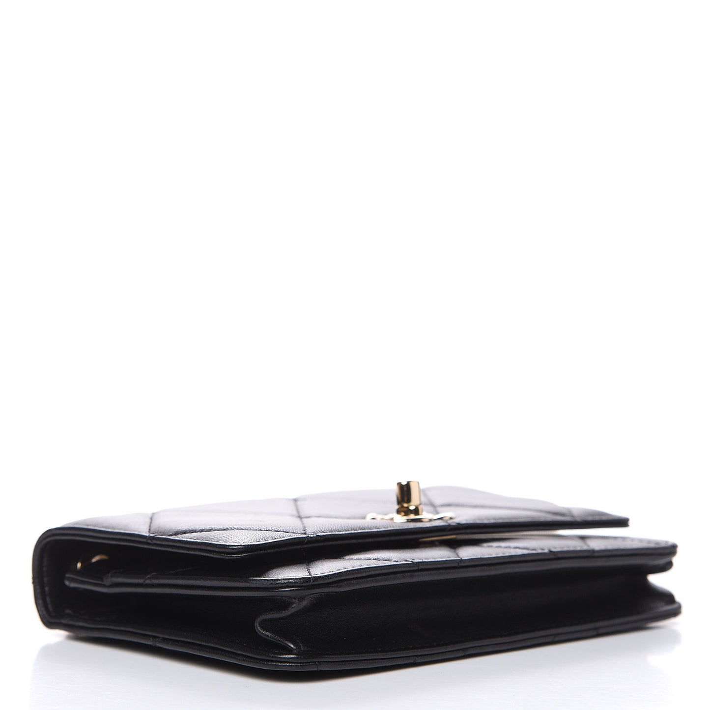 Lambskin Quilted Trendy CC Wallet On Chain WOC Black