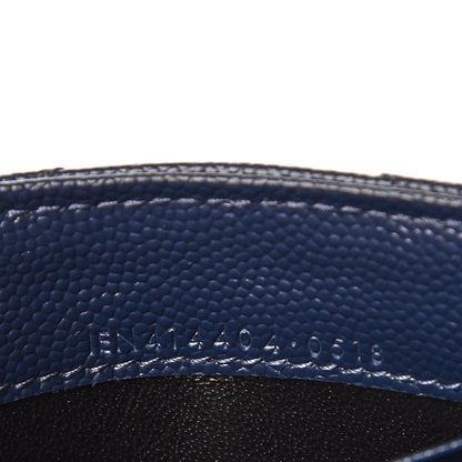 Saint Laurent Grain De Poudre Matelasse Chevron Small Monogram Envelope Wallet Navy 7 of 7