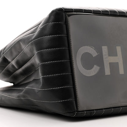 Chanel Lambskin Vertical Quilted Large Mademoiselle Tote Black 9 of 10