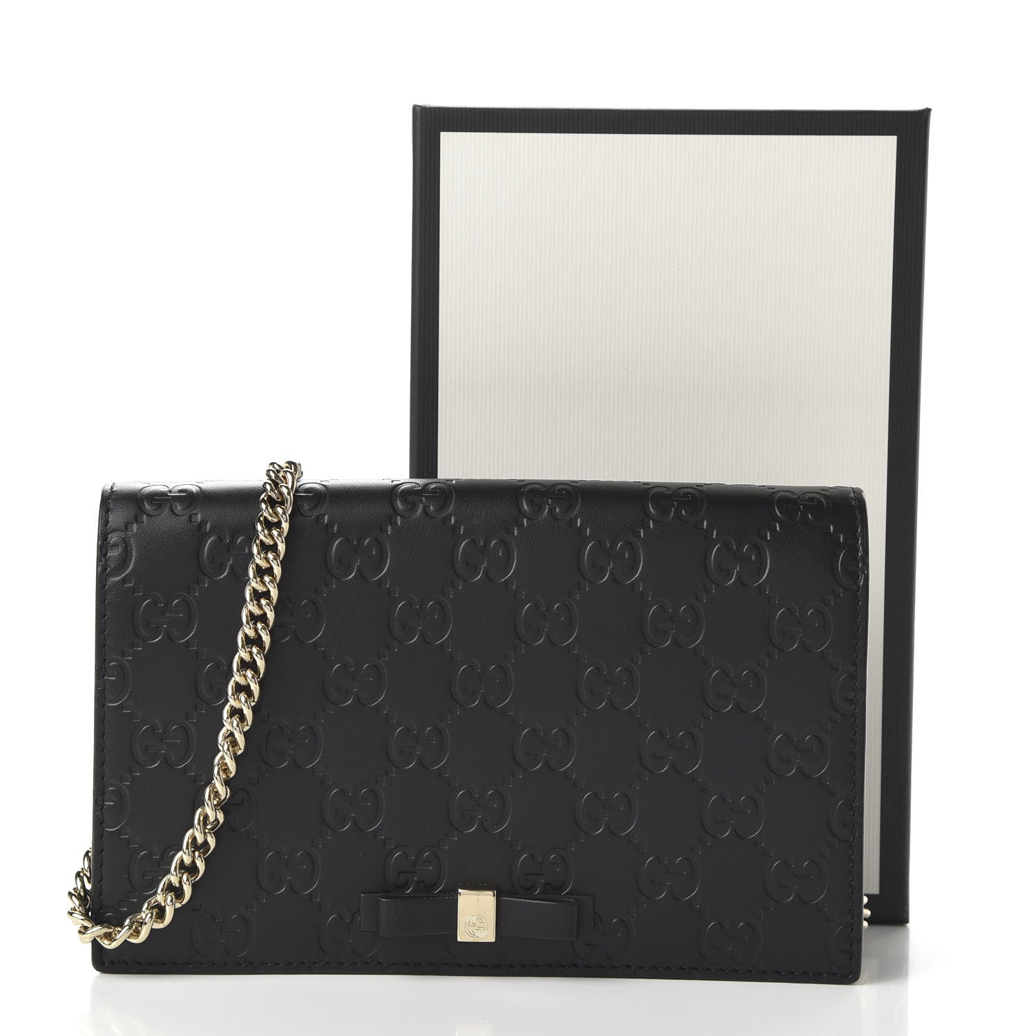 Gucci Guccissima Signature Bowy Chain Wallet Black 10 of 10