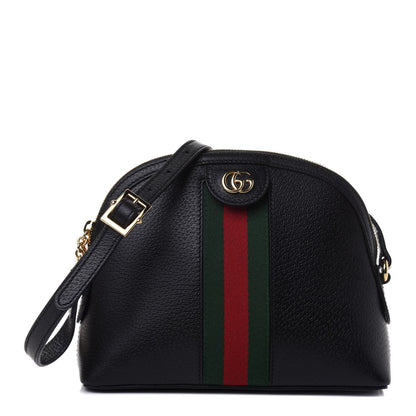 Gucci Calfskin GG Web Small Ophidia Dome Shoulder Bag Black 1 of 4