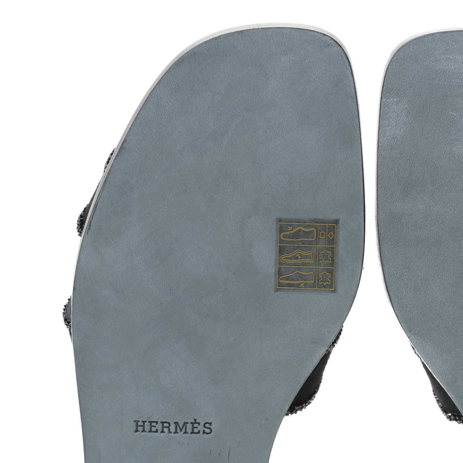 Hermes Suede Goatskin Crystal Oran Sandals 38 Black 7 of 13