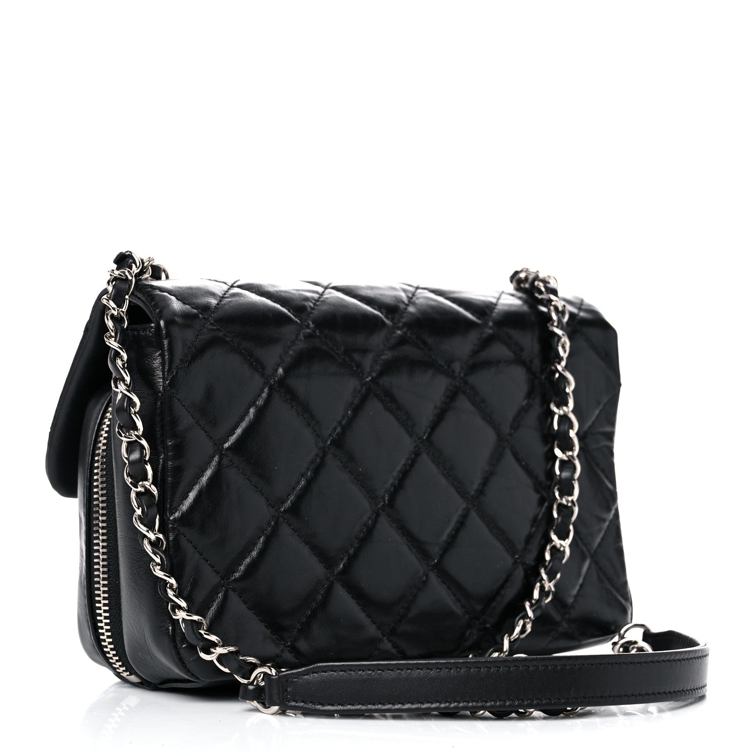 Chanel Aged Calfskin Quilted Express Zip Around Flap Black 3 of 12