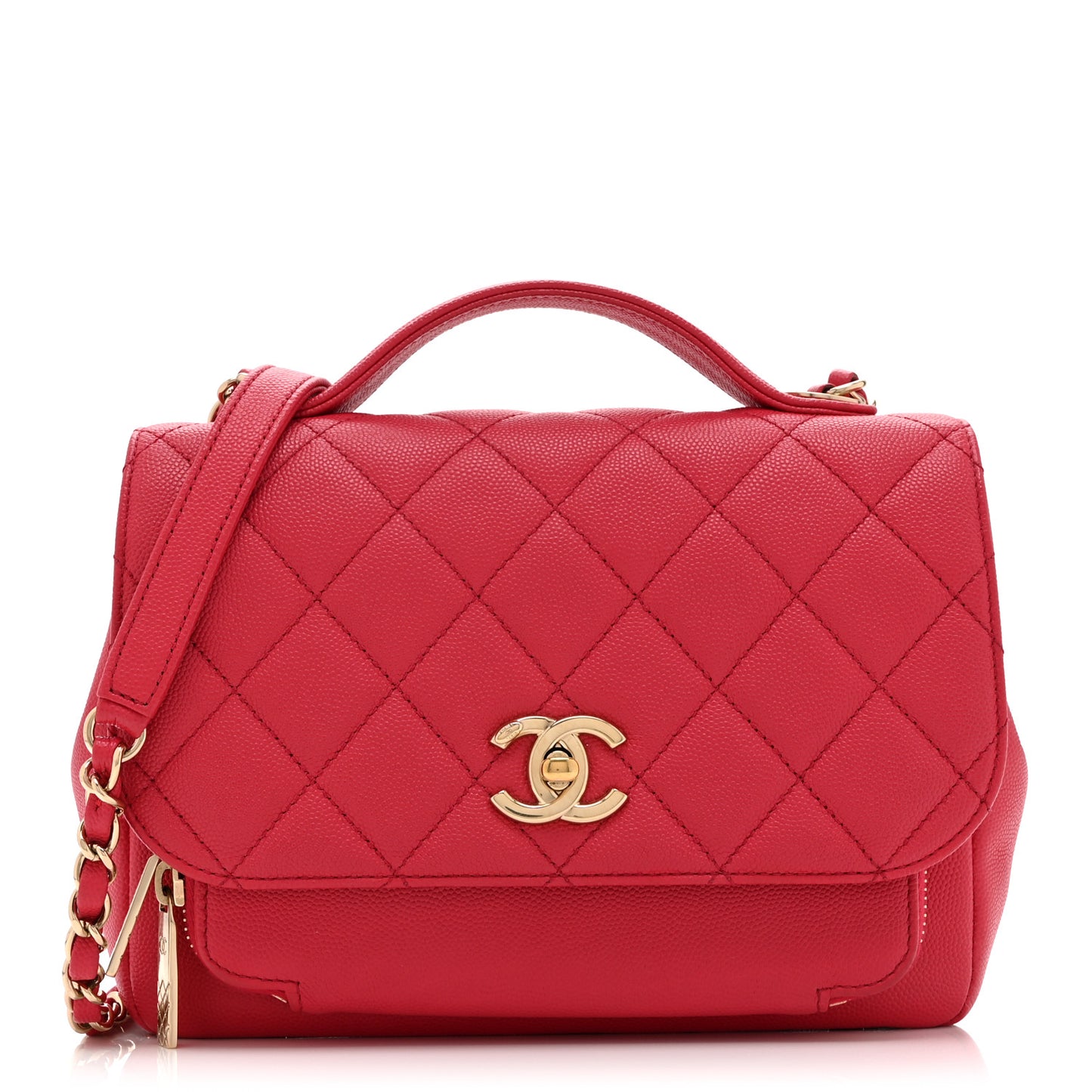 Caviar Quilted Medium Business Affinity Flap Red