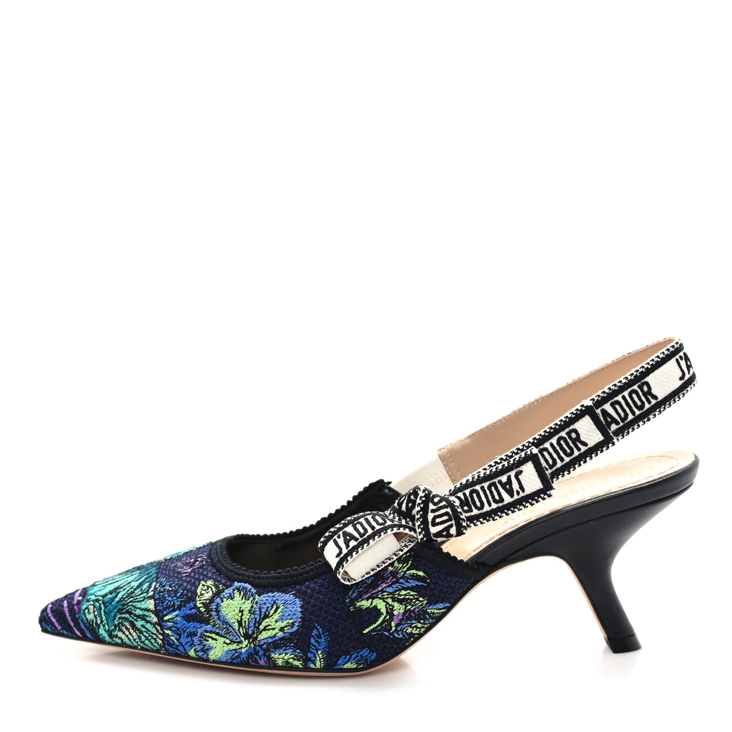 Canvas Embroidered Voyage Cotton Ribbon J'Adior Slingback 65mm Pumps 38 Multicolor