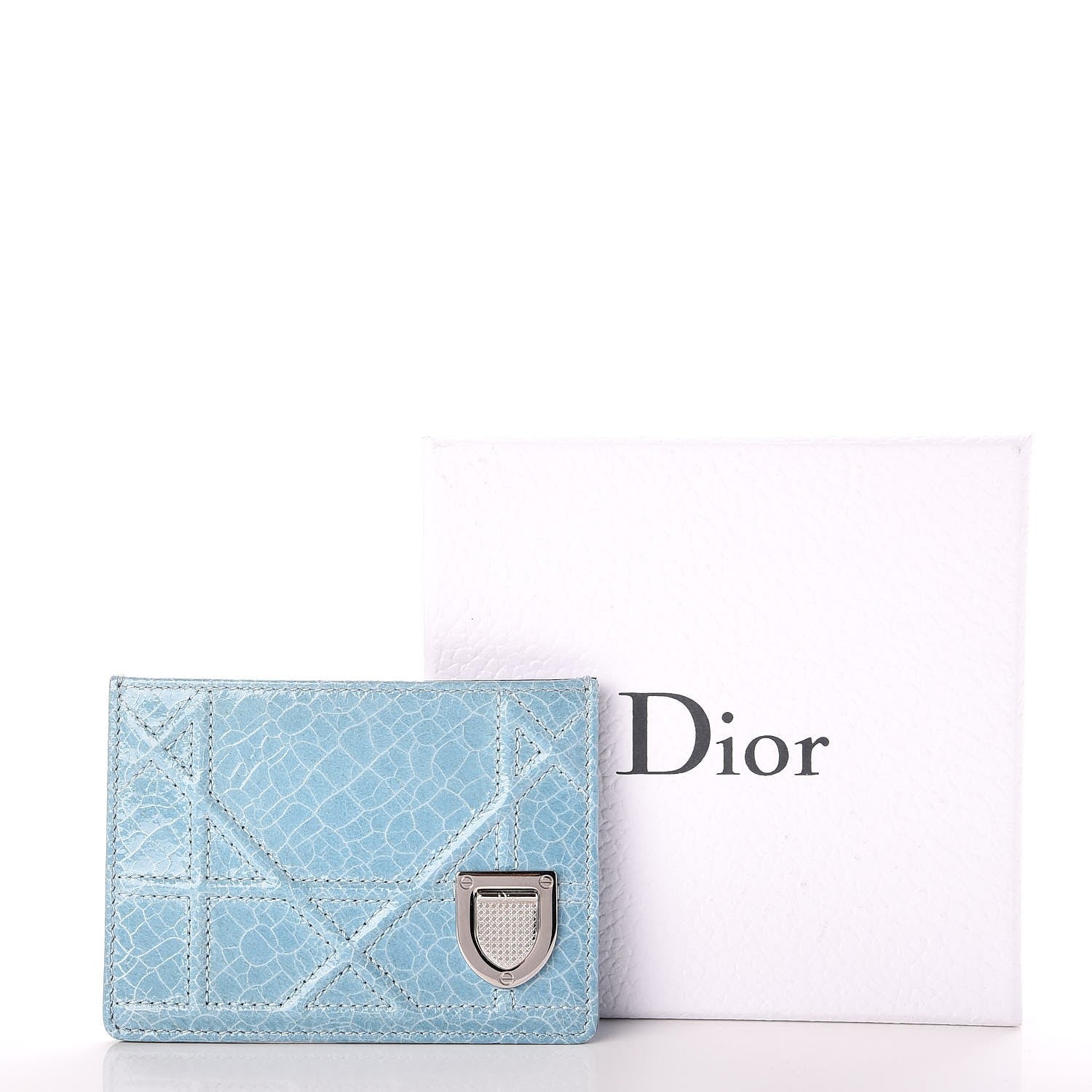 Christian Dior Ceramic Effect Cannage Diorama Card Holder Light Blue 8 of 8