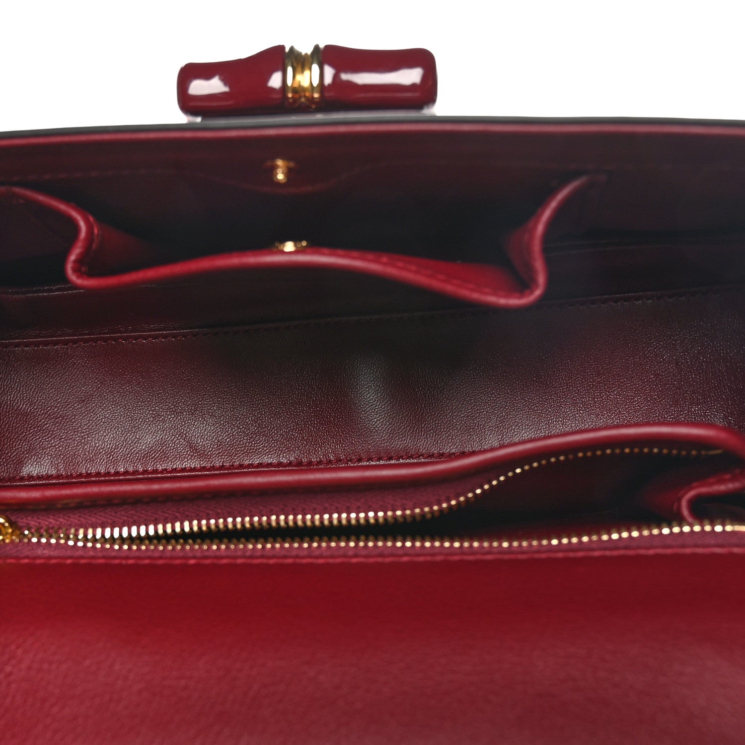 Gucci Shiny Polished Calfskin Medium Bamboo Diva Rosso Ancora Red 5 of 11