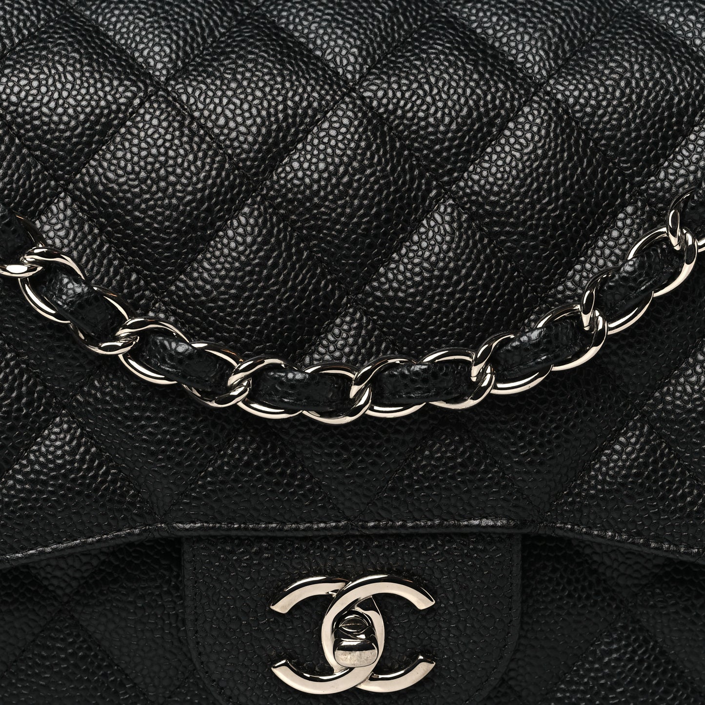 Caviar Quilted Jumbo Double Flap Black