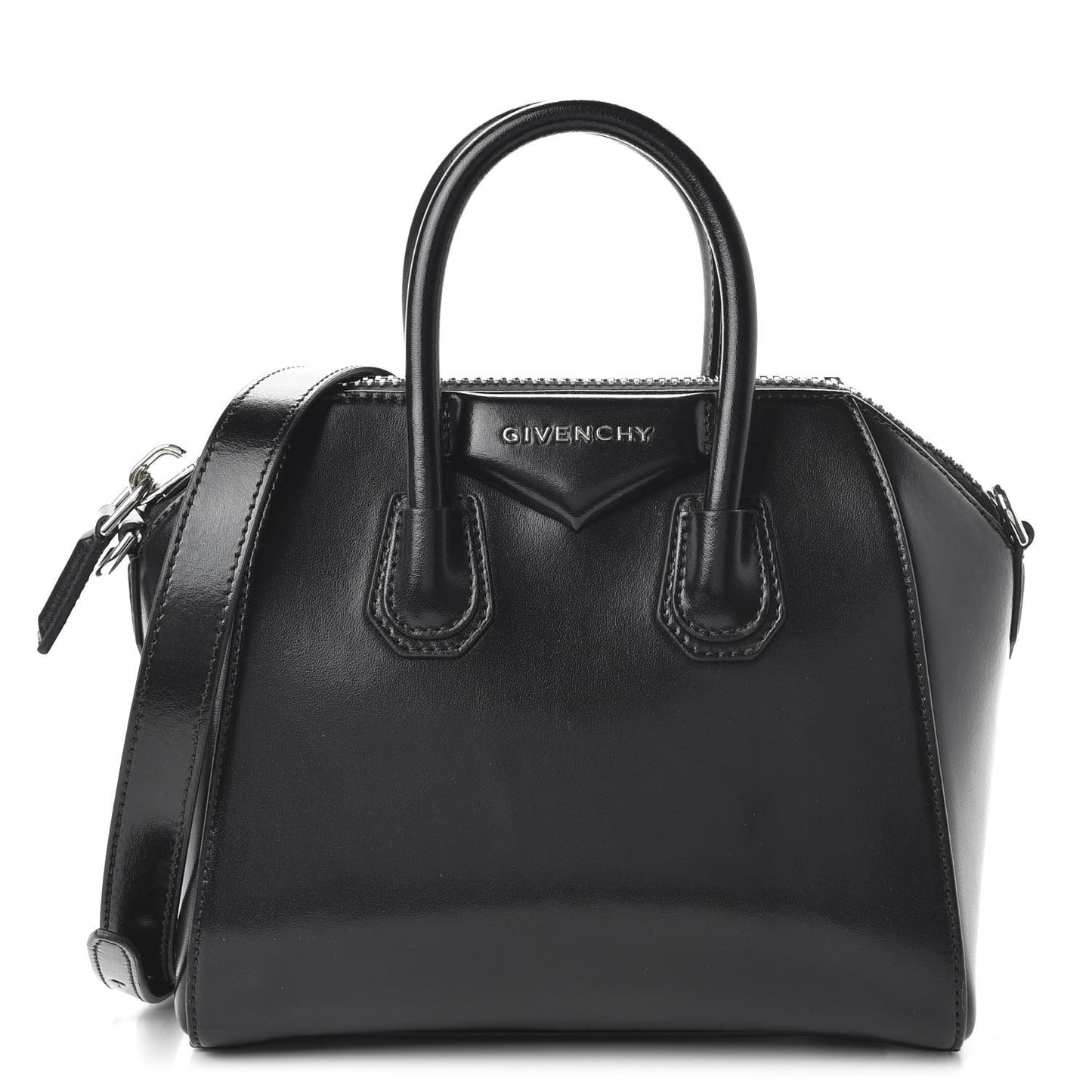 Shiny Lord Calfskin Mini Antigona Black
